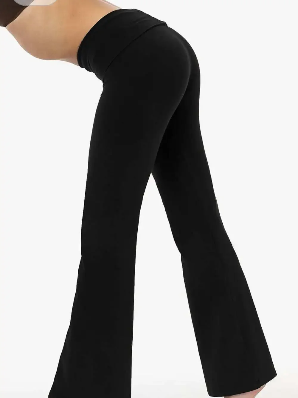 YETOWA Y2K 2-Piece Lounge Set Crop Top Fold-Over Flare Pants - Picture 2 of 3